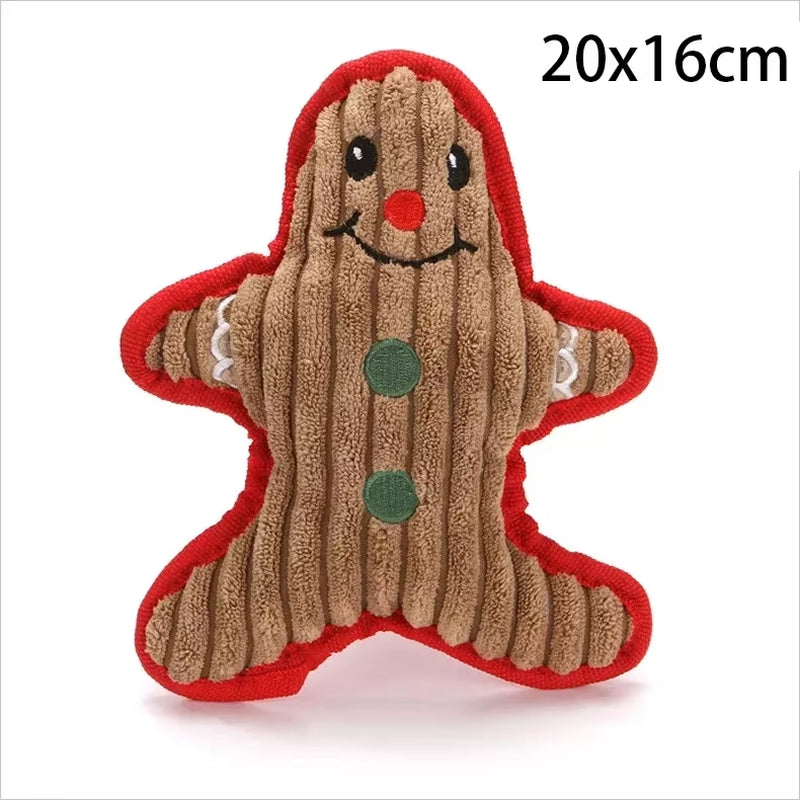 Dog Chewing Toy Xmas Pet Plush Noise Santa Elk Gingerbread Man Donut Cat Dog Christmas Series Cartoon Dog Toy Plush Squeak Toys