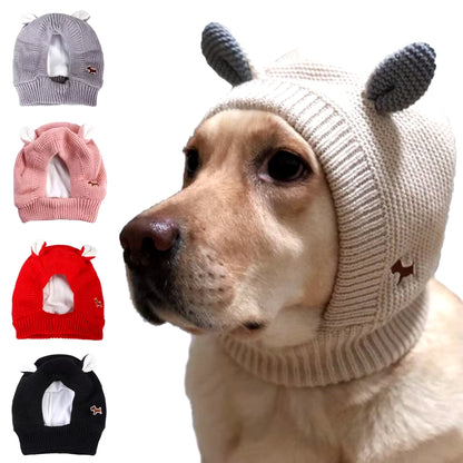 Quiet Dog Ear Muffs Noise Protection Pet Ears Covers Knitted Hat Anxiety Relief Winter Warm Earmuffs for Medium Large Dogs New