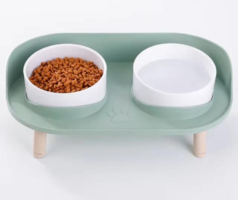 Food Feeders Pet Cat Double Bowls Feeder Adjustable Height Cats Dogs Drinker Water Bowl Dish Elevated Feeding Kitten Supplies