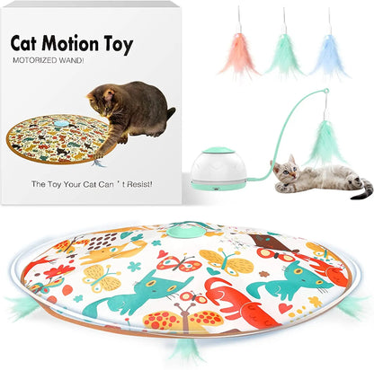 Automatic Motion Cat Toys-4 Modes Interactive Motorized Wand Toys,3 Feathers,Electronic Exercise Pet Toy for Indoor Cats