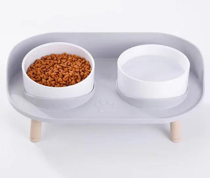 Food Feeders Pet Cat Double Bowls Feeder Adjustable Height Cats Dogs Drinker Water Bowl Dish Elevated Feeding Kitten Supplies