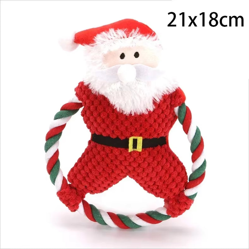 Dog Chewing Toy Xmas Pet Plush Noise Santa Elk Gingerbread Man Donut Cat Dog Christmas Series Cartoon Dog Toy Plush Squeak Toys