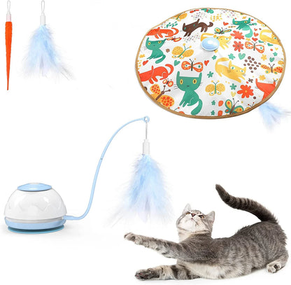 Automatic Motion Cat Toys-4 Modes Interactive Motorized Wand Toys,3 Feathers,Electronic Exercise Pet Toy for Indoor Cats