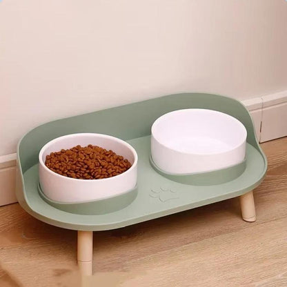 Food Feeders Pet Cat Double Bowls Feeder Adjustable Height Cats Dogs Drinker Water Bowl Dish Elevated Feeding Kitten Supplies