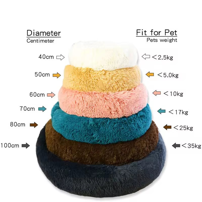 Round Donut Plush Pet Bed 40cm-110cm