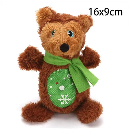 Dog Chewing Toy Xmas Pet Plush Noise Santa Elk Gingerbread Man Donut Cat Dog Christmas Series Cartoon Dog Toy Plush Squeak Toys