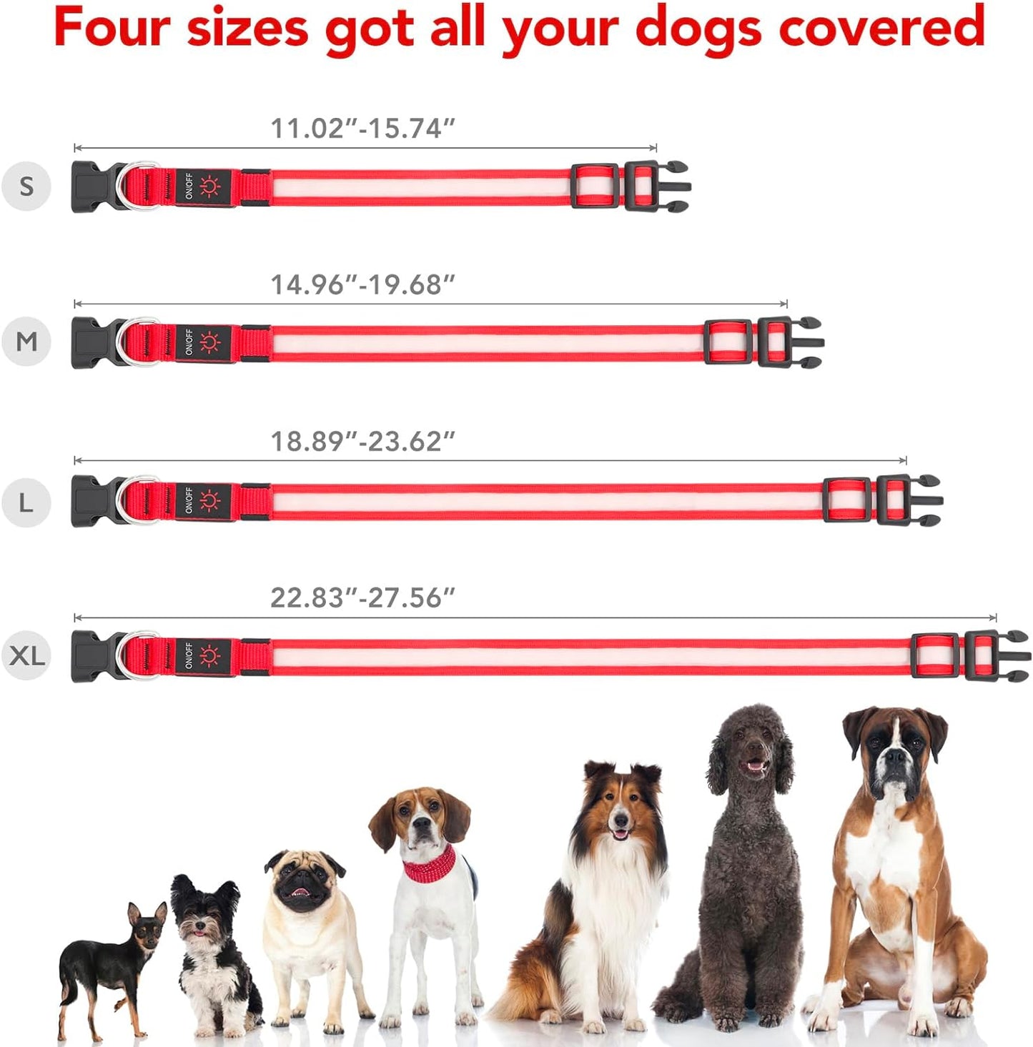 Super Bright LED USB Rechargeable Dog Collar