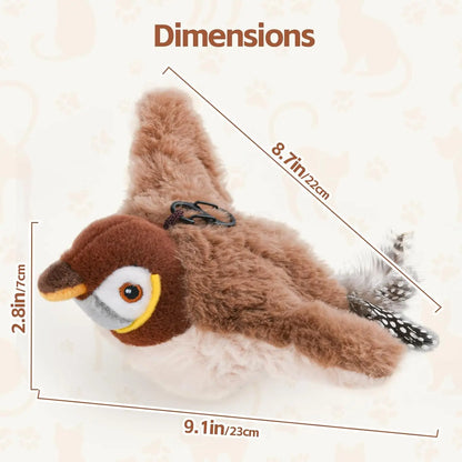 Interactive Cat Toys Rechargeable Chirping Flapping Bird(No Flying) with Catnip for Indoor Cats, Touch Activated Plush Toys