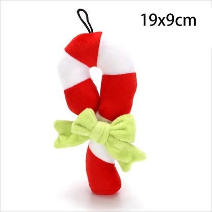 Dog Chewing Toy Xmas Pet Plush Noise Santa Elk Gingerbread Man Donut Cat Dog Christmas Series Cartoon Dog Toy Plush Squeak Toys