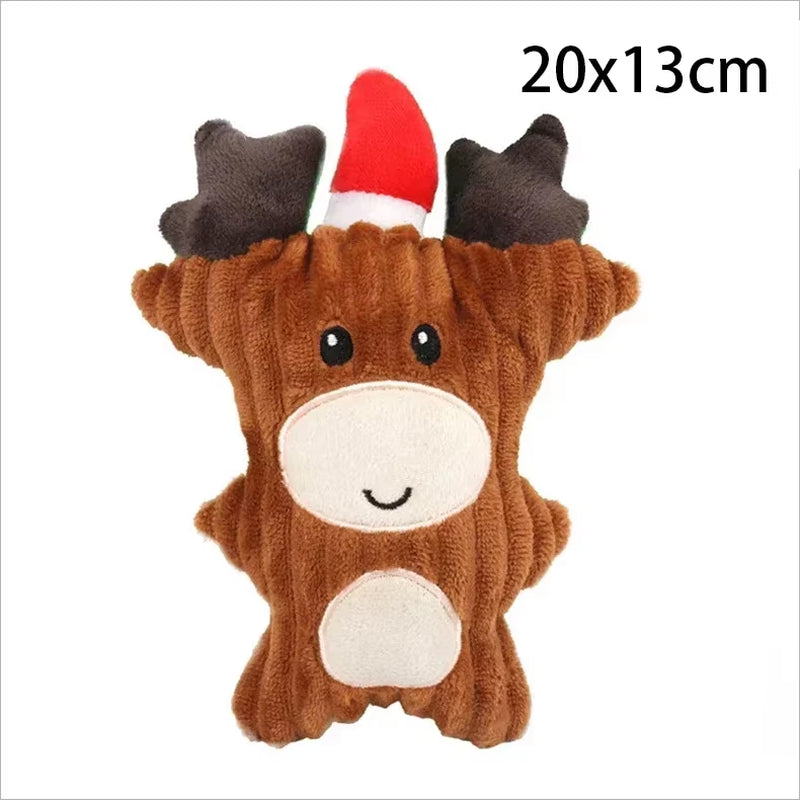 Dog Chewing Toy Xmas Pet Plush Noise Santa Elk Gingerbread Man Donut Cat Dog Christmas Series Cartoon Dog Toy Plush Squeak Toys