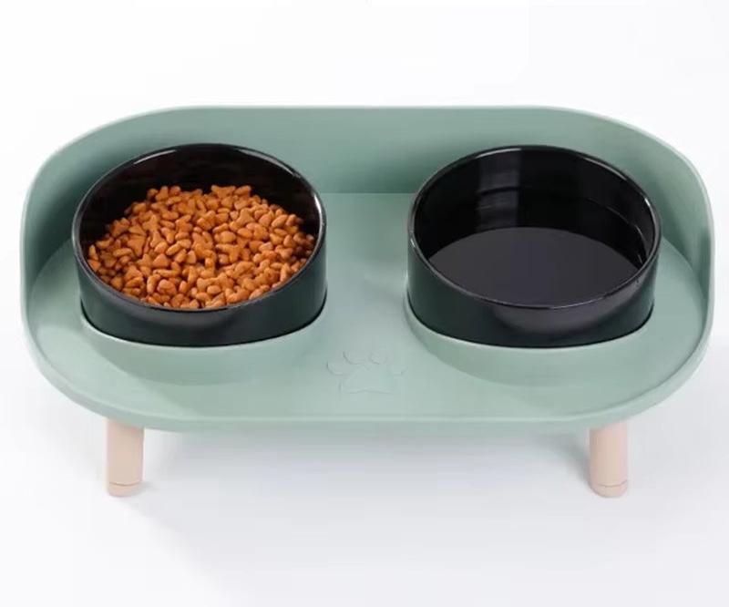 Food Feeders Pet Cat Double Bowls Feeder Adjustable Height Cats Dogs Drinker Water Bowl Dish Elevated Feeding Kitten Supplies