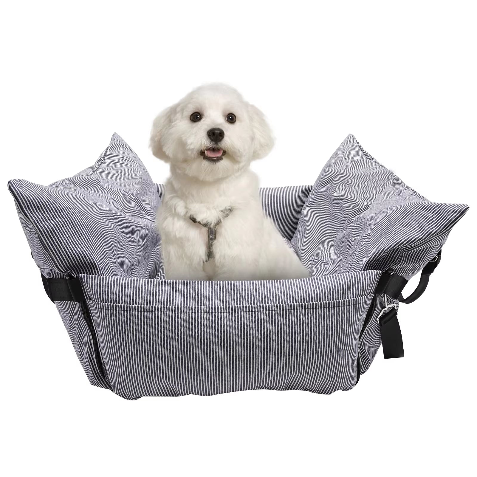 Portable Pet Seat On-Board Dog Seat, Dog Car Travel Carrier Bed with Adjustable Buckle, Pet Car Travel Accessories