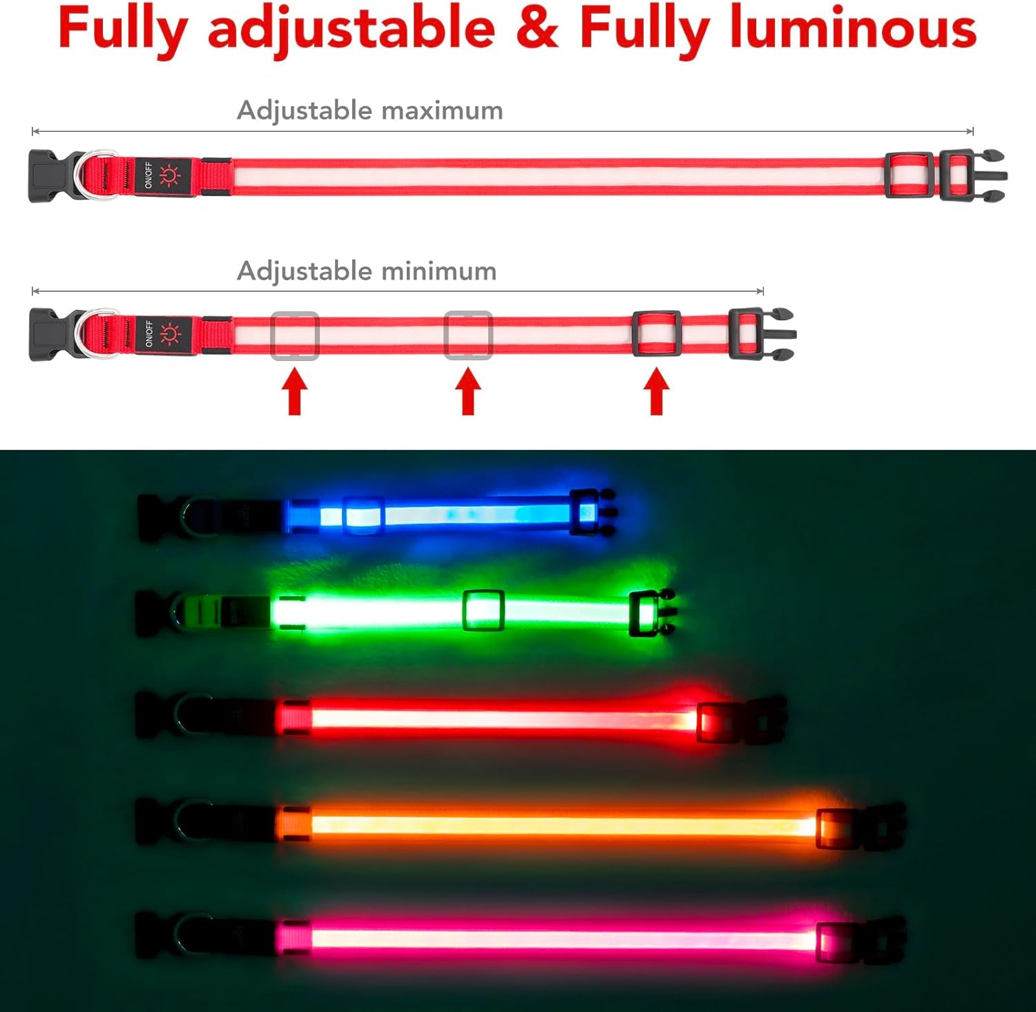 Super Bright LED USB Rechargeable Dog Collar